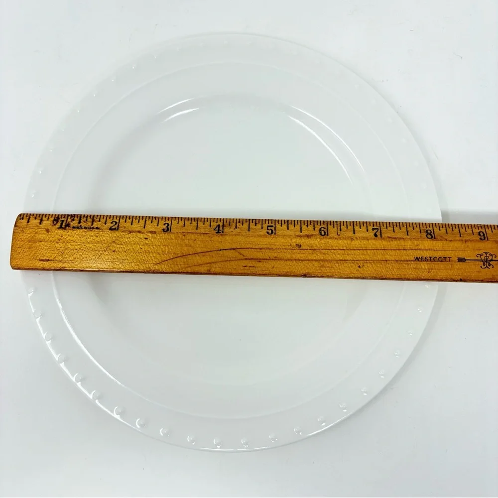 Pier 1 Elexa White Sala Plates 8-3/8” Beaded Edge Set of 2